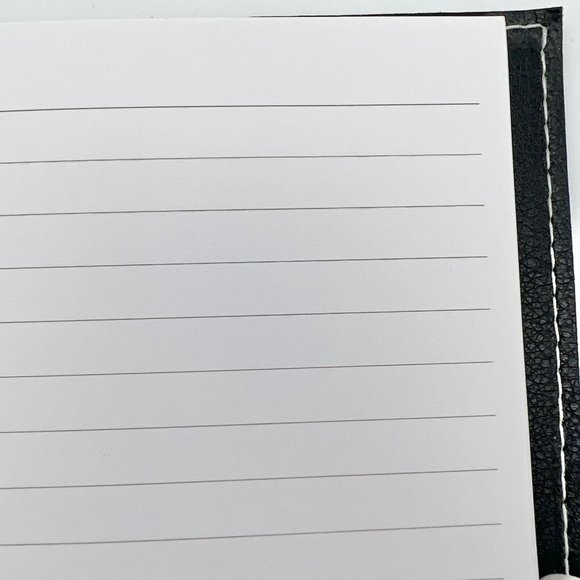 Journal 9x6 Black V Initial Button Closure Refillable Red Accents - Picture 6 of 10